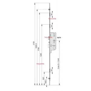serrure Fercomatic axe 50/70- 2 galets